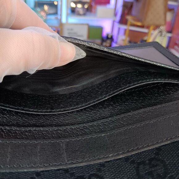 Gucci Vintage Black Monogram Canvas Leather Double Flap Snap Wallet W Box - Picture 14 of 15